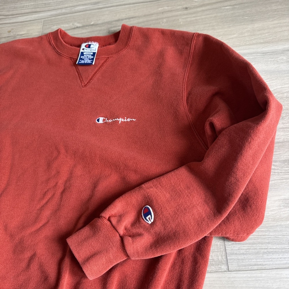 Vintage Champion 90s Burnt Orange Embroidered Crewneck Sweatshirt Sz Medium